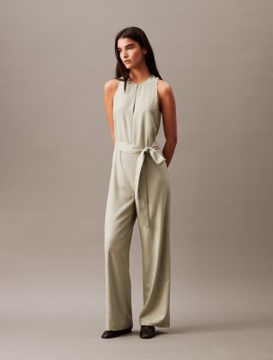 Solid Sleeveless Jumpsuit, Desert Sage