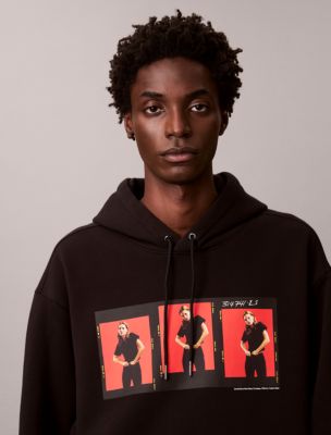 Kate Moss Fleece Graphic Relaxed Hoodie, Black