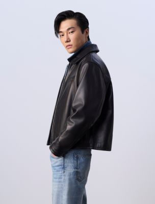 Jung Kook for Calvin Klein Leather Racer Jacket | Calvin Klein