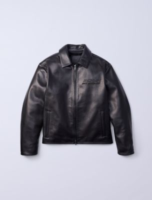 Jung Kook for Calvin Klein Leather Racer Jacket, Black