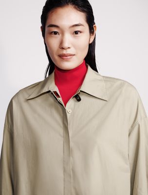 Poplin Woven Mini Shirt Dress, Laurel Oak