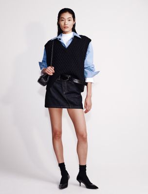 Poplin Woven Cropped Button-Down Shirt, Bel Air Blue