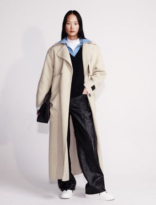 Wool Blend Trench Coat, Peyote