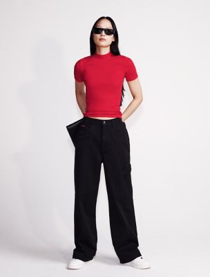 Wide Leg Cargo Pants, Black