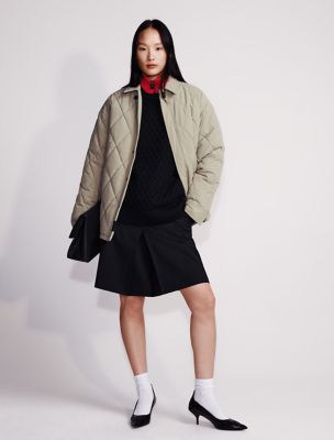 Wool Blend Tailored Skirt, Black