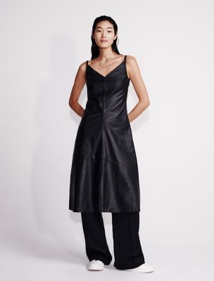 Leather Sleeveless Midi Dress | Calvin Klein