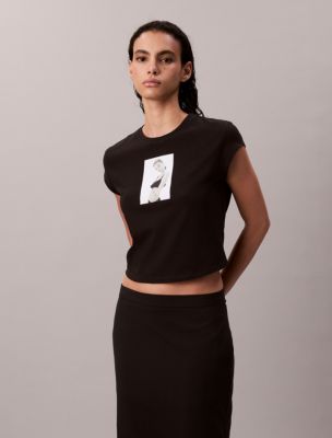 Kate Moss Graphic Baby Tee, Black