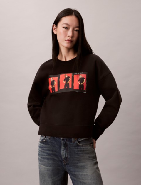 Женские худи Calvin Klein Kate Moss Fleece Graphic Cropped Sweatshirt
