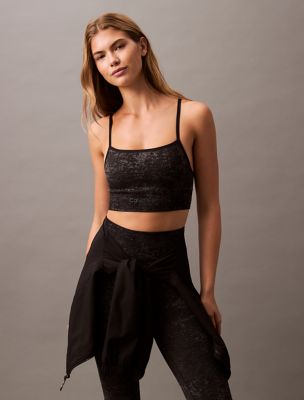CK Sport Seamless Print Sports Bra, Black Beauty