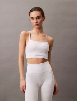 CK Sport Seamless Print Sports Bra, Brilliant White