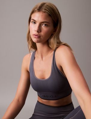 Rib Sport Medium Impact Sports Bra, Faded Blue