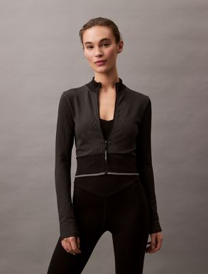 Rib Sport Cropped Jacket, Black