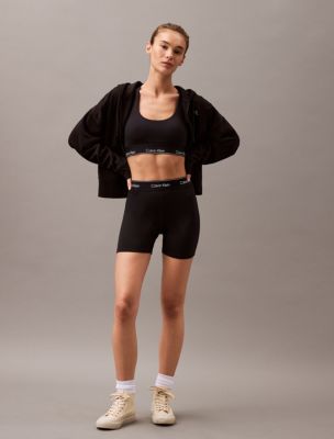 Modern Sport Solid High Waist Bike Shorts, Black Beauty