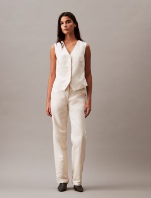 Linen Blend Pants, Antique White