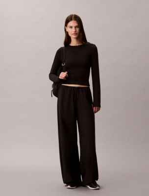 Nylon Stretch Slim T-Shirt, Black