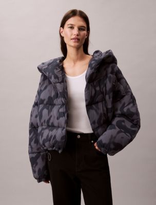 Print Wrap Puffer Jacket, Smoked Turbulence