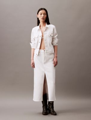 Denim Maxi Skirt, Classic White
