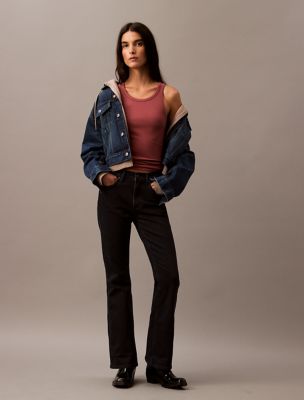 Mid Rise Flared Fit Jeans, Blue Black Stone