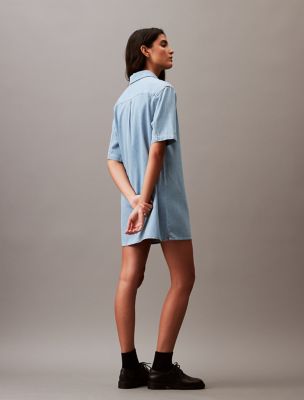 calvin klein chambray shirt dress Calvin Klein Girl's Short Sleeve Chambray Denim Shirt Dress, L/G/G 12-14