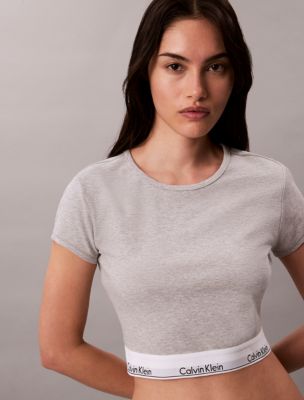 Icon Sport Cropped T-Shirt, Grey Heather