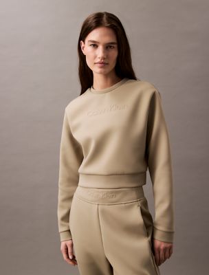 Spacer Cropped Crewneck Sweatshirt, Laurel Oak