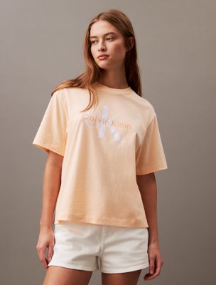 売れ筋商品|||カルバンクライン カットソー トップス レディース Women's Monogrammed Logo Crest Boxy Cropped T-Shirt Warm Olive 47B847G_RMJ_main