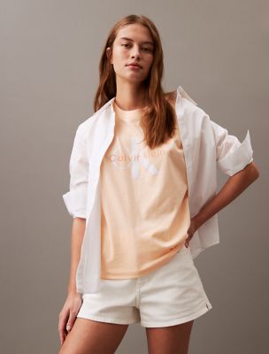 Monogram Logo Graphic Boxy Crewneck T-Shirt, Cream Puff