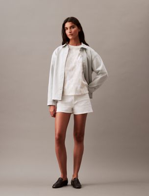Allover Logo Print Boxy Crewneck T-Shirt, Brilliant White