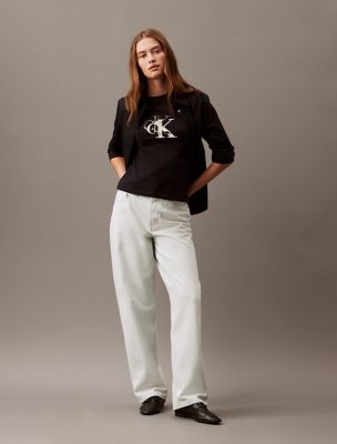 Contrast Monogram Logo Slim Fit Crewneck T-Shirt, Black Beauty
