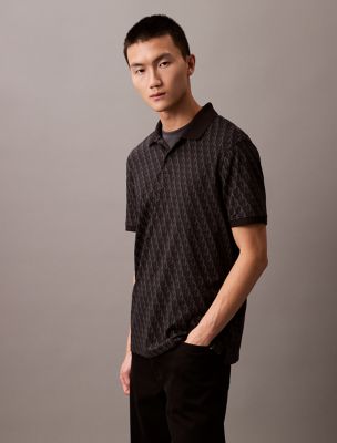 Liquid Touch Monogram Logo Print Polo Shirt, Black Beauty