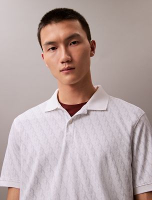 Мужские рубашки Calvin Klein Liquid Touch Monogram Print Polo Shirt — фото 3
