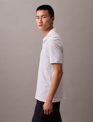 Мужские рубашки Calvin Klein Liquid Touch Monogram Print Polo Shirt — фото 5