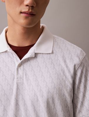 Мужские рубашки Calvin Klein Liquid Touch Monogram Print Polo Shirt — фото 6