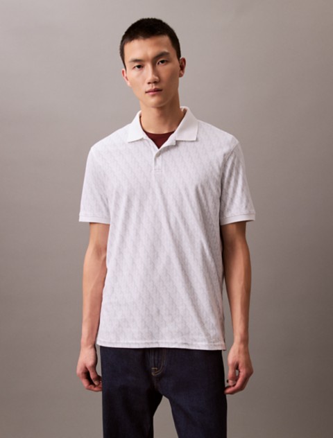 Мужские рубашки Calvin Klein Liquid Touch Monogram Print Polo Shirt