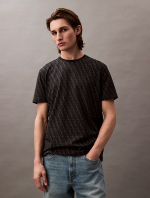 Refined Allover Monogram Logo Classic T-Shirt, Black