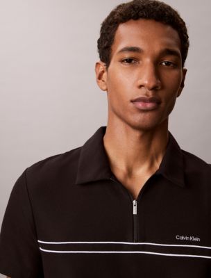 Мужские рубашки Calvin Klein Contrast Piping Quarter Zip Polo Shirt — фото 3
