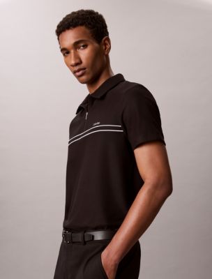 Мужские рубашки Calvin Klein Contrast Piping Quarter Zip Polo Shirt — фото 4