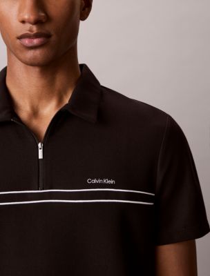 Мужские рубашки Calvin Klein Contrast Piping Quarter Zip Polo Shirt — фото 5
