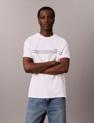 Pique Contrast Piping Tee, Bright White