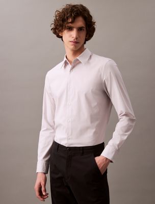 Refined Stretch Micro Stripe Classic Button-Down Shirt, Ash