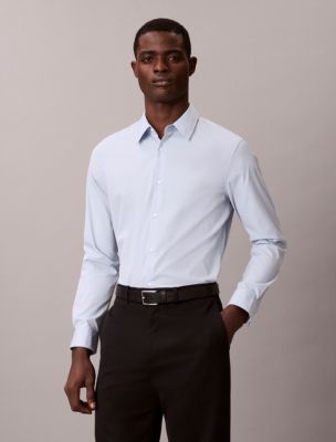 Supima Stretch Cotton Slim Shirt, Niagara Mist
