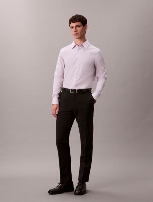 Supima Stretch Cotton Slim Shirt, Frosty Lilac