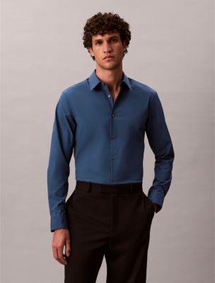 Supima Stretch Cotton Slim Shirt, Alfalfa Blue 