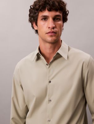 Supima Stretch Cotton Slim Shirt, Seagrass