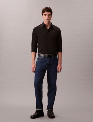 Мужская рубашка Calvin Klein Supima Stretch Cotton Slim, цвет: Чёрный — фото 3