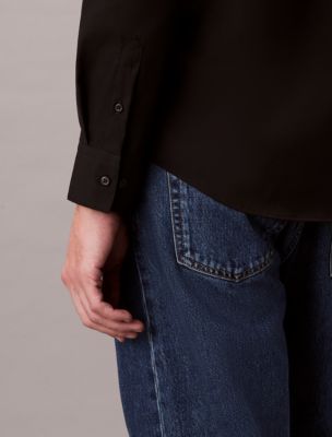 Мужская рубашка Calvin Klein Supima Stretch Cotton Slim, цвет: Чёрный — фото 5