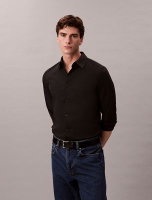 calvin klein black dress shirt Calvin Klein Men's Slim Fit Dress Shirt - Black
