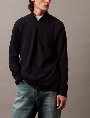 Tech Pique Quarter Zip Mock Neck Top | Calvin Klein