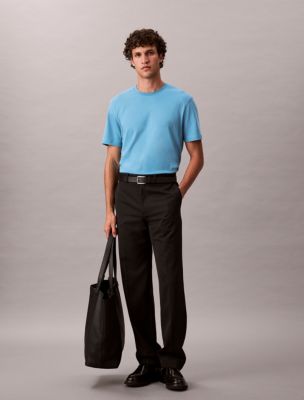 T-shirt ras du cou en coton Supima, bleu vapeur