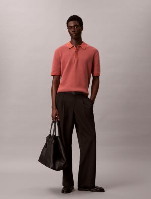 Smooth Cotton Waffle Sweater Polo Shirt - thumbnail 4